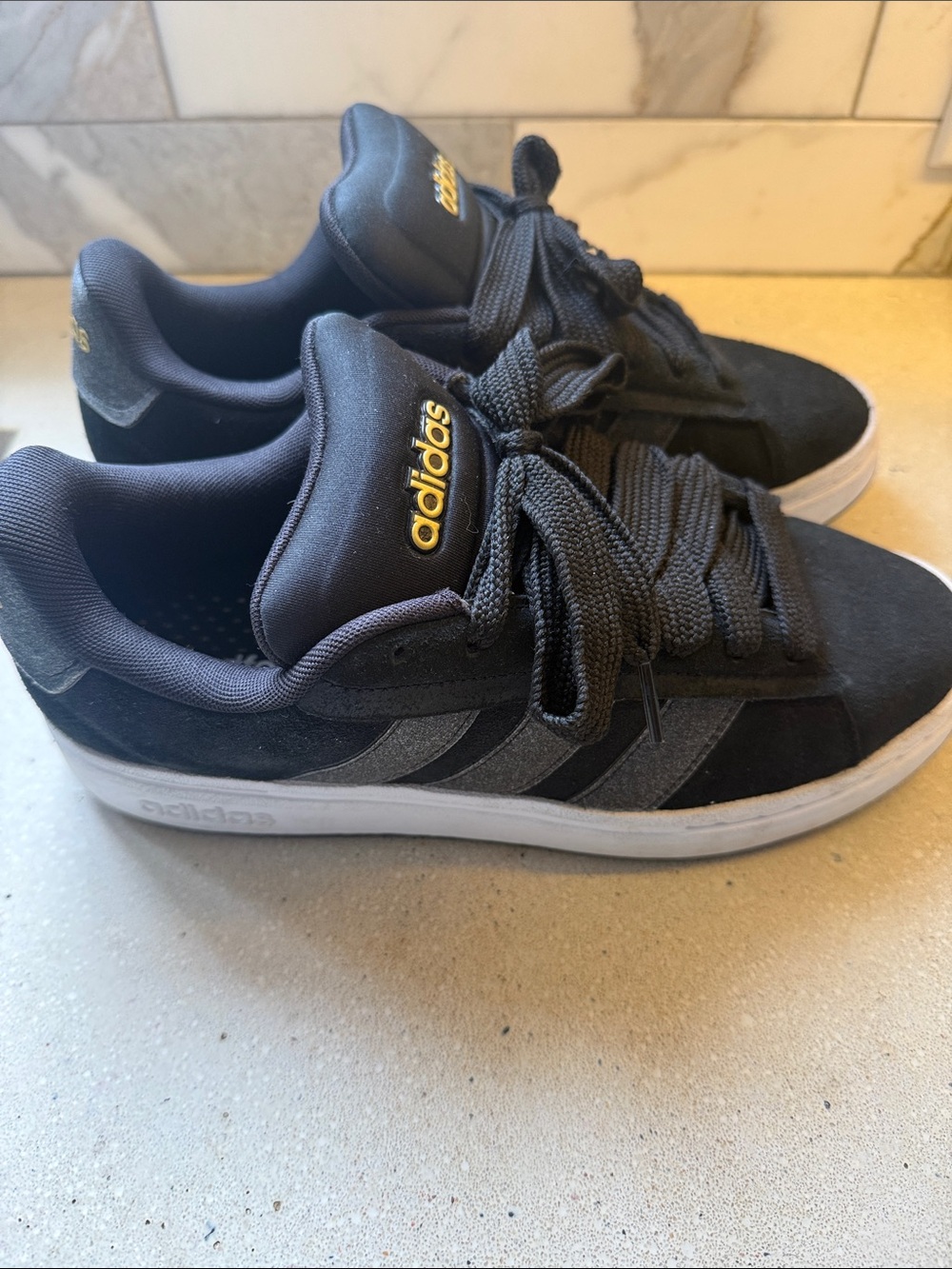 adidas Women’s Black Suede Sneakers Grand Court Alpha
